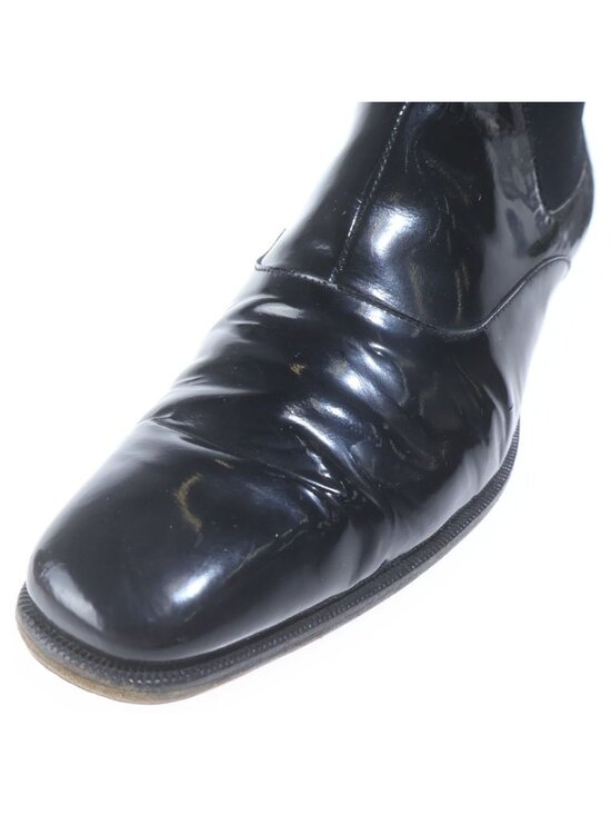 Gucci Side Gore Leather Short Boots Patent Shoes Black